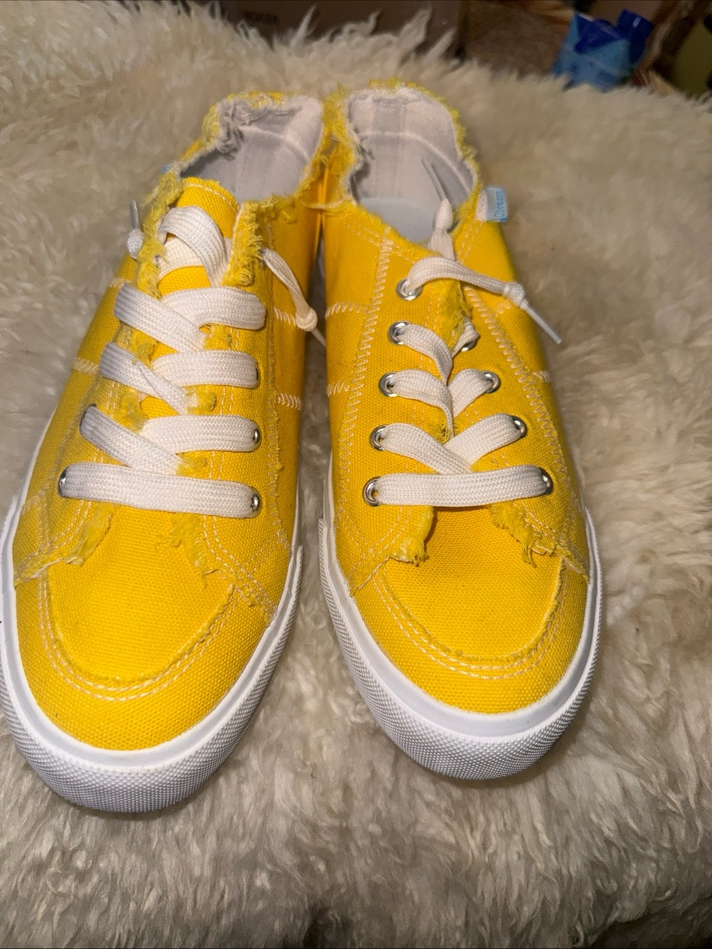 Obtaom Yellow Canvas Low-Top Sneakers